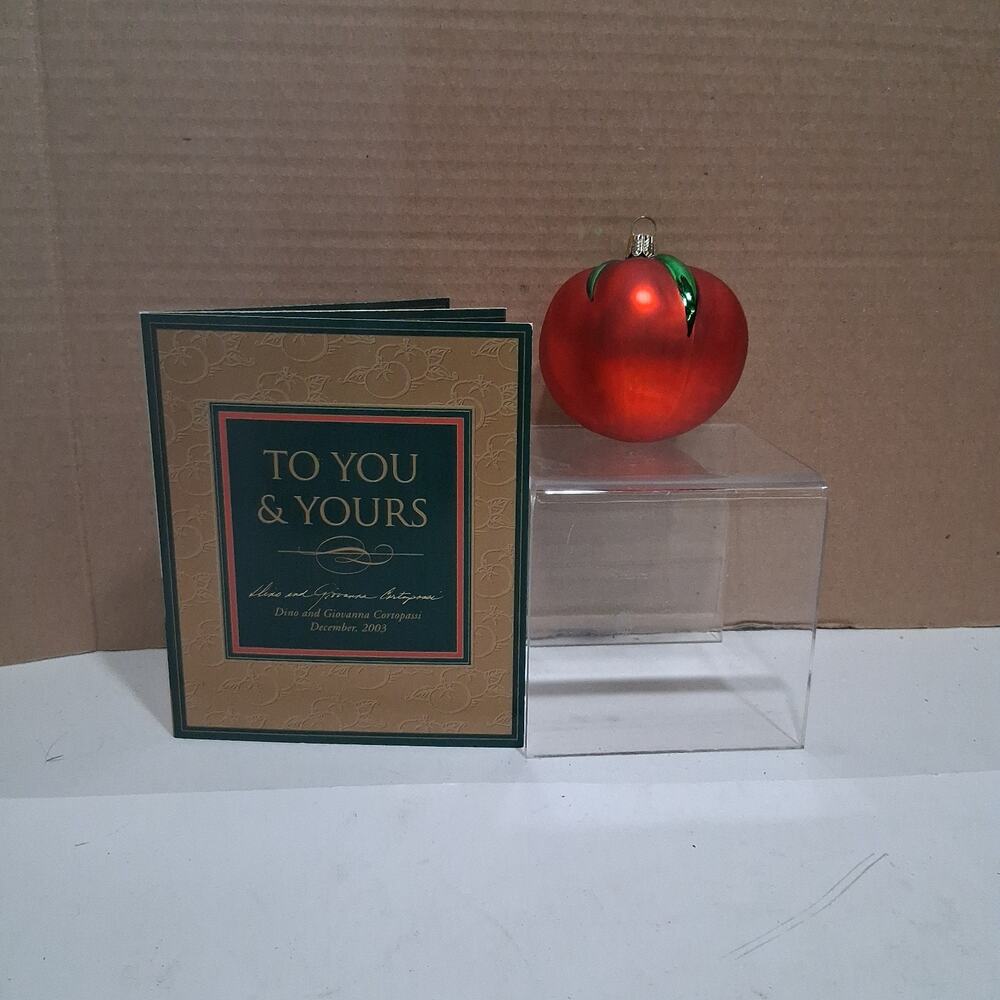 Cortopassi Vintage Hand Blown Tomato Christmas Ornament 2003 Buon Natale